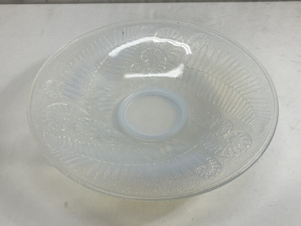 Etling France エトランフランス シダ オパールセント 約35cm 大皿 プレート ガラス アールデコ 食器 中古 W8714863の画像2