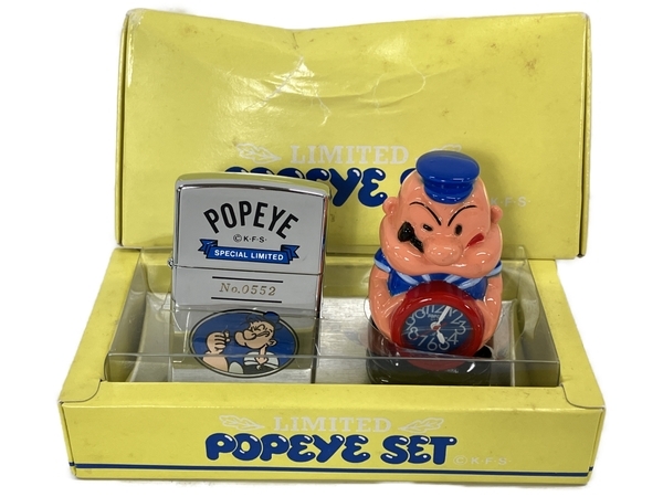 【動作保証】ZIPPO POPEYE SET 置き時計付き ジッポ ライター 中古 W8714615_画像1