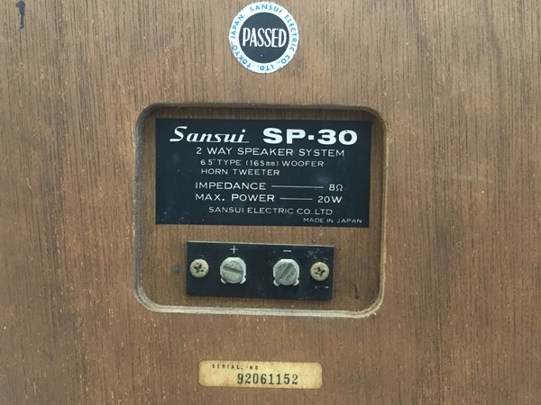 【動作保証】sansui SP-30 スピーカーペア バスレフ型 昭和 レトロ 中古 T8644839の画像6