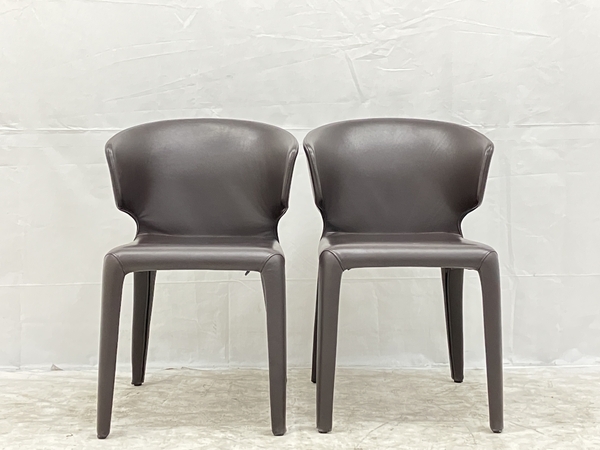 【引取限定】Cassina 367 HOLA オラ アームチェア ペア 合計2脚セット 革張り カッシーナ 中古 直 O8705108の画像2