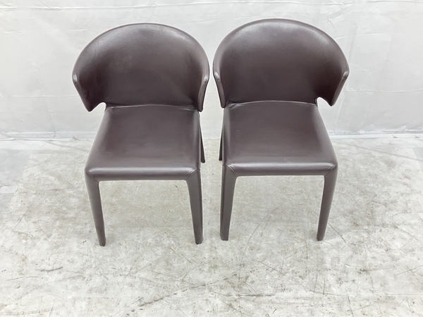 【引取限定】Cassina 367 HOLA オラ アームチェア ペア 合計2脚セット 革張り カッシーナ 中古 直 O8705108の画像6