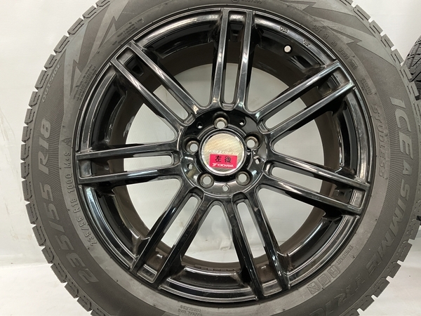 【引取限定】 LEHRMEISTER EUROTECH 18×8J 18インチ ホイール PIRELLI ICE ASIMMETRICO 235/55 R18 スタッドレス 4本 中古 直 C8384839の画像2