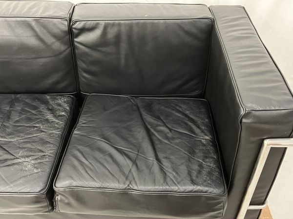 [ pickup limitation ]ru*ko ruby .jieli Pro duct 3 seater . sofa black imitation leather Junk direct K8127404