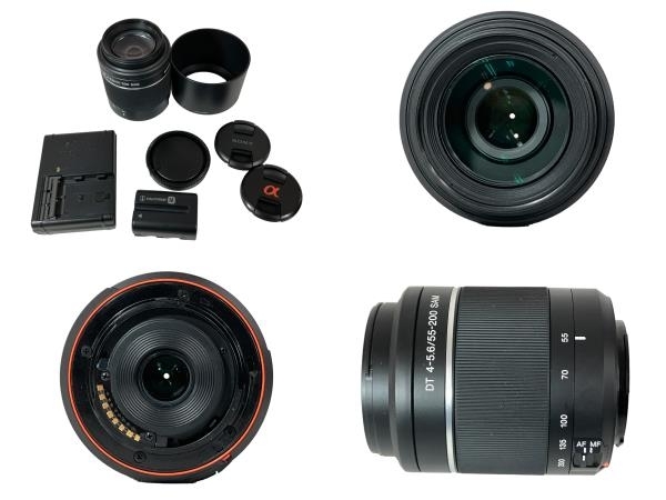 【動作保証】SONY α65 SLT-A65V ボディ SAL1855 SAL55200-2 ダブル ズーム レンズ キット カメラ ジャンク N8770357の画像2