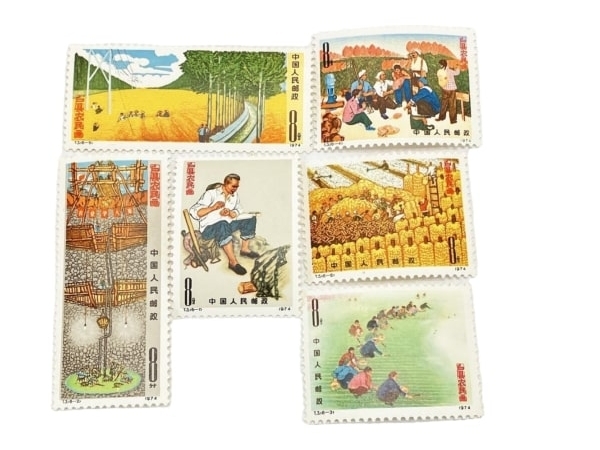 中国 切手 T.3 戸県の農民画 1974 6種 完 消印無し 中古 W8766795の画像1