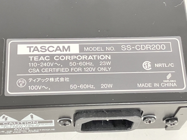 【動作保証】TASCAM タスカム SS-CDR200 オーディオ レコーダー 音響機材 家電 中古 K8783751_画像3