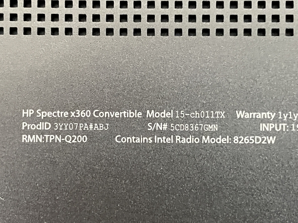【動作保証】 HP Spectre x360 Convertible 15-ch011TX ノートPC Core i7-8705G 16GB SSD 512GB WIN 11 15.6型 4K 中古 訳有 T7945468の画像10