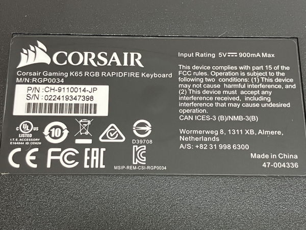 【動作保証】Corsair K65 RAPIDFIRE Compact Mechanical Keyboard ゲーミングキーボード USB 日本語 コルセア 中古 C8675305_画像10