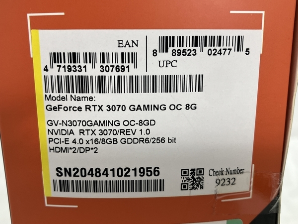 GIGABYTE NVIDIA GEFORCE RTX 3070 GV-N3070GAMING OC-8G ゲーミング 8GB 3ファン グラボ ジャンク W8757759の画像9