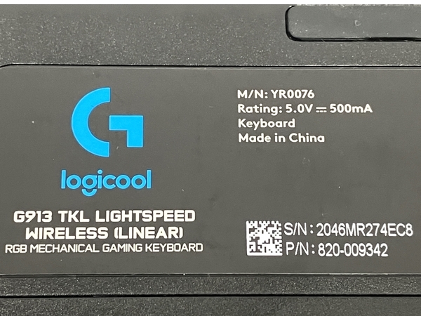 【動作保証】ロジクール G913-TKL-LNBK ワイヤレス RGB メカニカル ゲーミング キーボード PC周辺機器 中古 良好 M8768255の画像9