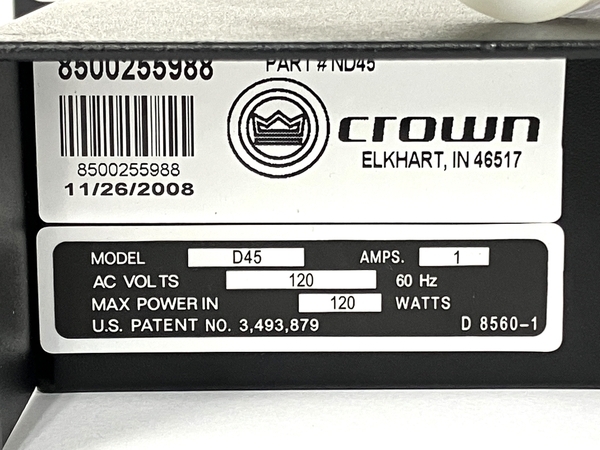 crown D-45 power amplifier Crown 2008 year made sound equipment used with special circumstances Y8692940