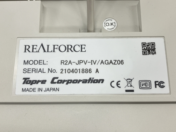 【動作保証】 Topre REALFORCE R2A-JPV-IV/AGAZ06 キーボード PC周辺機器 中古 W8792895_画像9