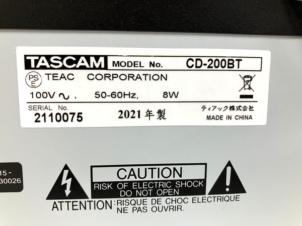 【動作保証】TASCAM タスカム CD-200BT CDプレーヤー 2021年製 音響機材 中古 B8799272_画像5