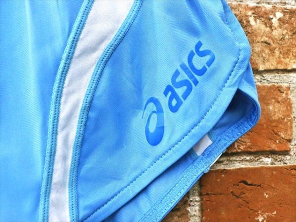 PE2-V93☆//asics/アシックス♪日本製*愛されブルー×ホワイト♪インナー一体型ランパン※一番安価な送料はゆうパケットなら210円_画像3