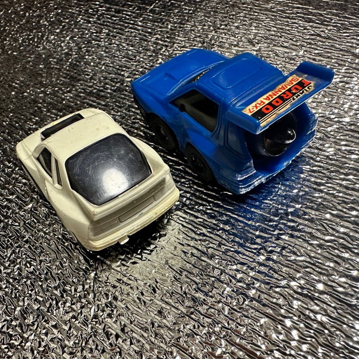 RX７　マツダ　ブルー　ホワイト　２個　廃盤　レトロ　昭和　チョロQ　おもちゃ　TOY　お値打　プルバック　走行可