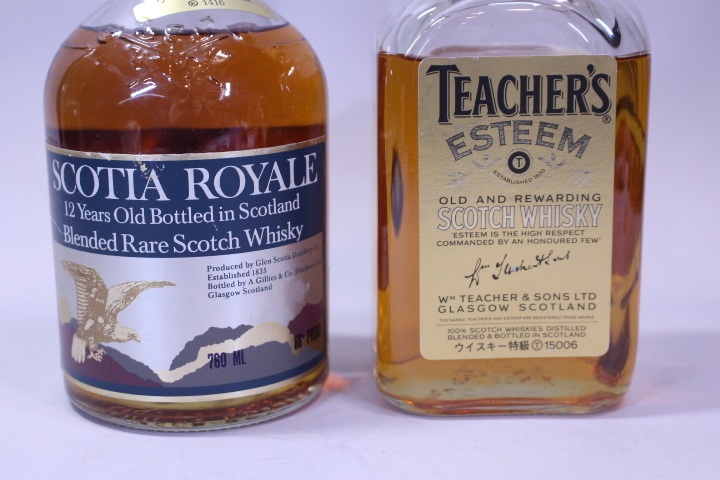 p-1850 未開栓古酒 SCOTIA ROYALE /TEACHER'S ESTEEM スコッチウイスキー 2本 750/760ｍLの画像2