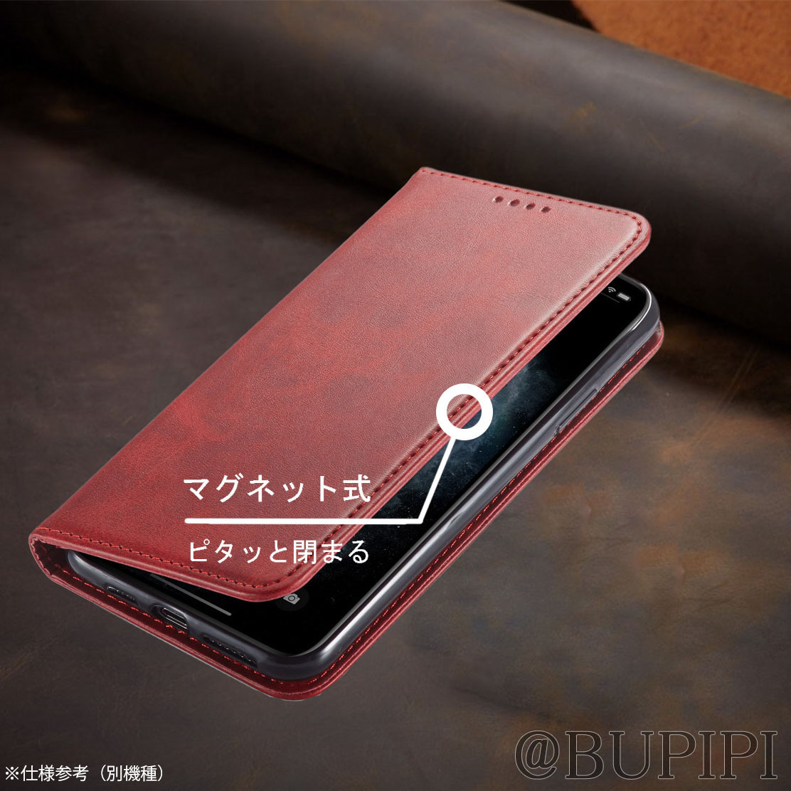 手帳型 スマホケース 高品質 レザー iphone 11 対応 本革調 レッド カバー おすすめ CPP106_画像4