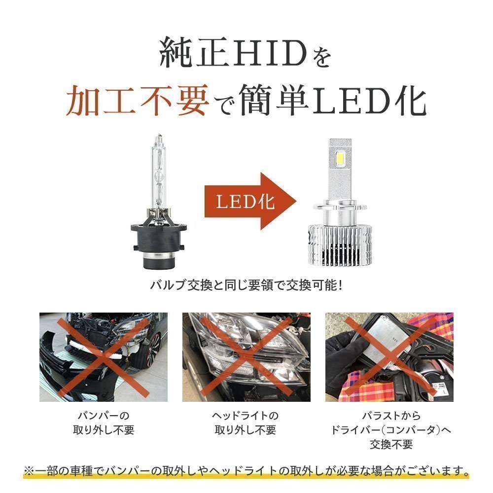 【限定SALE】10%OFF【安心保証】送料無料 LEDヘッドライト D2S 6500k ホワイト 35W 2本1セット 車検対応 HID屋 GT-R ノートなどにの画像6