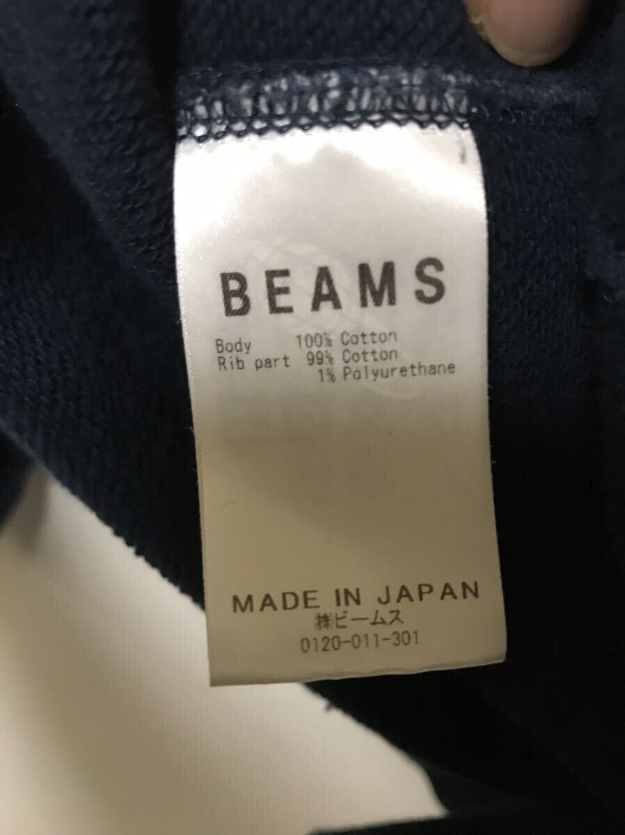 ◆【人気】BEAMS ビームス /クルーネック ロゴスウェット / NAVY×WHITE Msize_画像4