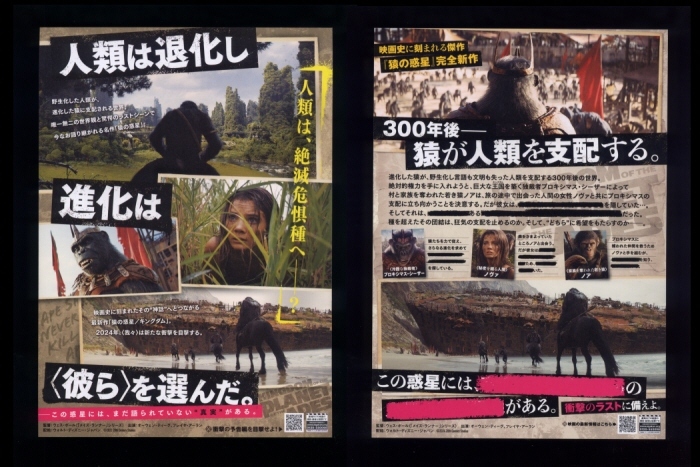 ♪2024年チラシ２種「猿の惑星 キングダム」オーウェンティーグ/フレイヤアーラン ウェス・ボール Kingdom of the Planet of the Apes♪の画像2