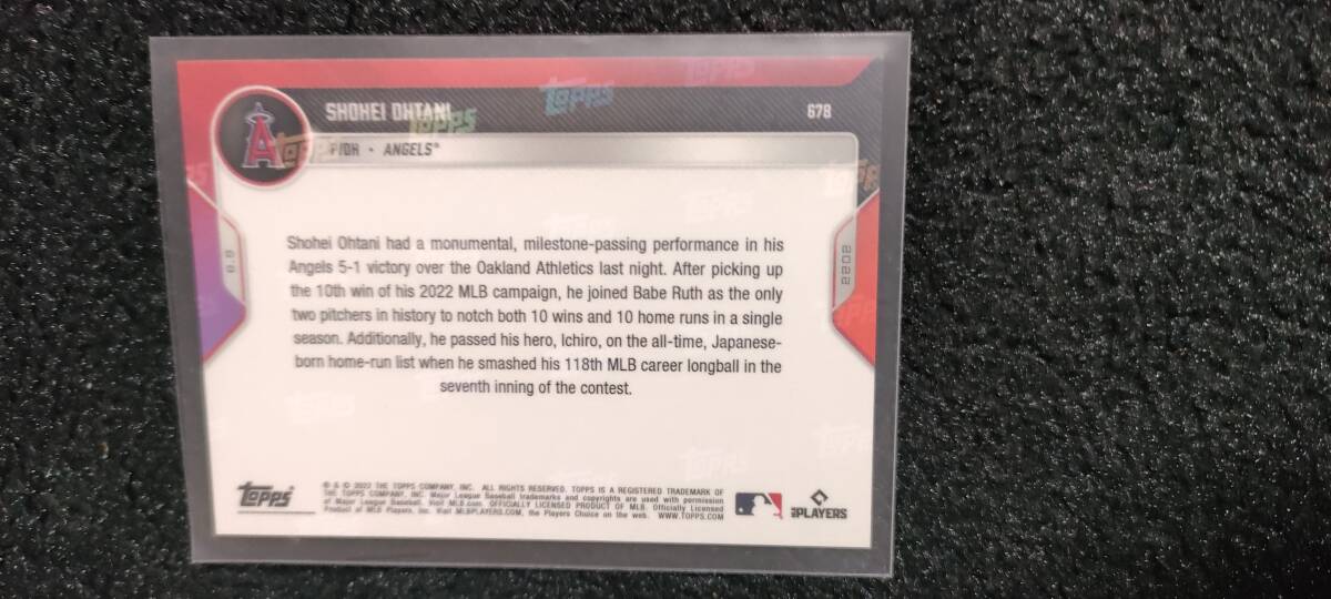 ☆☆ 大谷翔平 ◆「2桁勝利＆2桁本塁打」MLB ☆ 104年ぶり偉業達成☆◆ ベーブ・ルース 2022年8月9日 ★ TOPPS 678 エンゼルス_画像2