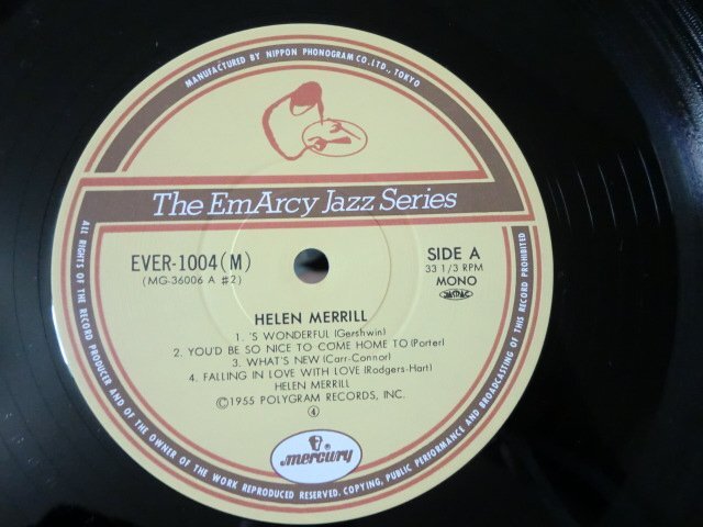 管理(Q)何点でも同送料 LP/レコード/ヘレン・メリル・ウィズ・クリフォード・ブラウン helen merrill EVER-1004 ジャズ jazzの画像3