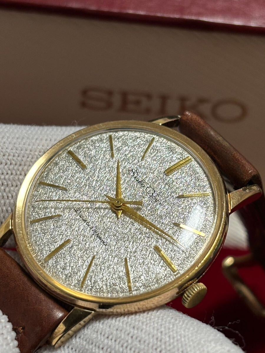 希少 槌目 SEIKO セイコー クラウン CW 14071 変わり文字盤 S尾錠付き 当時物革ベルト◎化粧箱付き_画像2