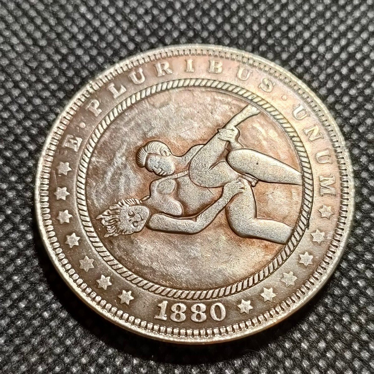 5720 アメリカ古銭 ルンペン 約38mm イーグル チャレンジコイン ゴルフマーカー コイン アンティーク ホーボーの画像1