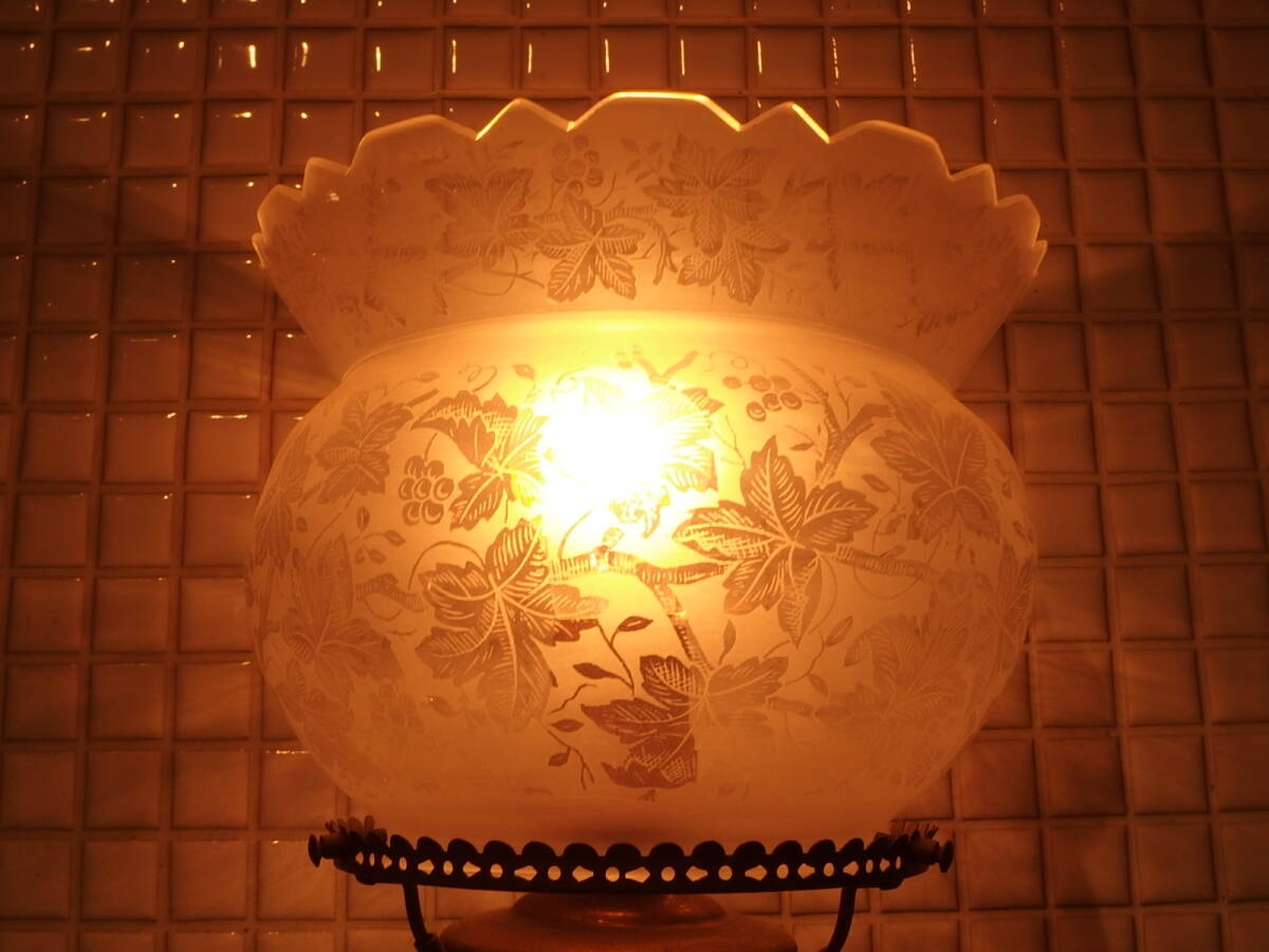 ★ 古い台ランプ アメリカ 卓上ランプ ガラスランプ エッチング ★の画像3