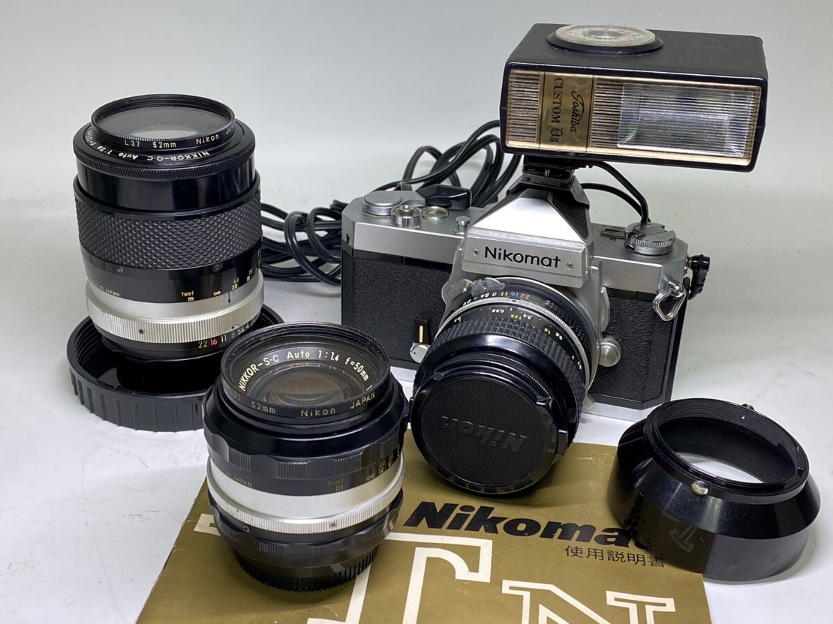 G守口 Nikonフィルムカメラ レンズ3点付ニコンFTN 中古品 Nikomatの画像1