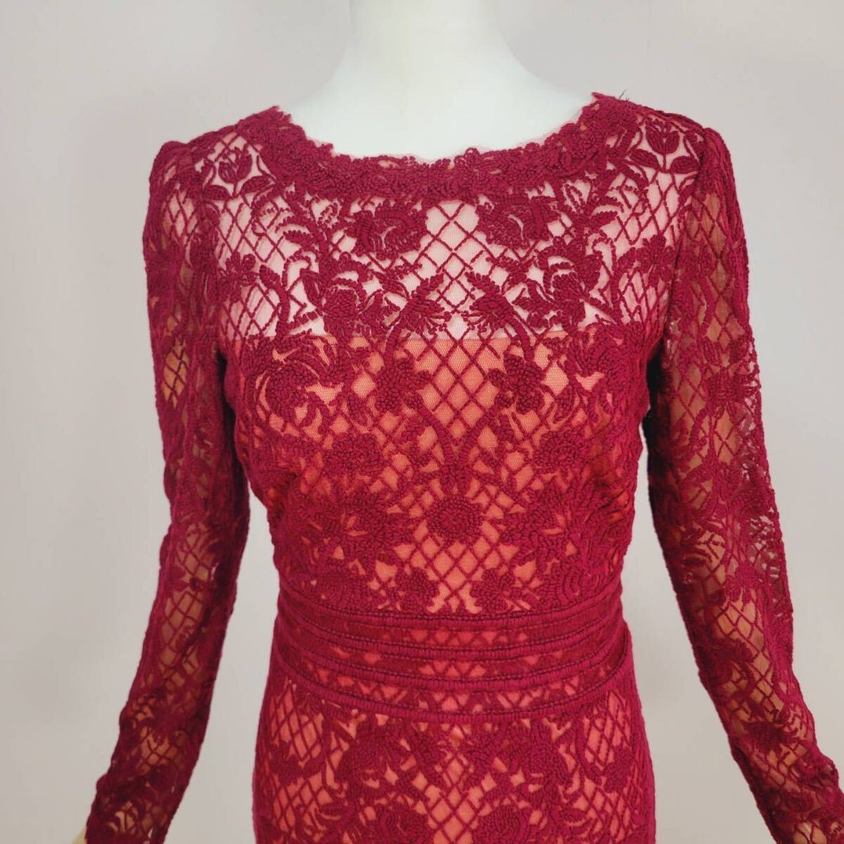 【深紅】タダシショージ レース ロングスリーブ ドレス サイズ2 ワンピース 長袖 ひざ丈 Tadashi Shoji Beckett Lattice Lace Dress 【深紅】タダシショージ レース ロングスリーブ ドレス サイズ2 ワンピース 長袖 ひざ丈 Tadashi Shoji Beckett Lattice Lace Dress