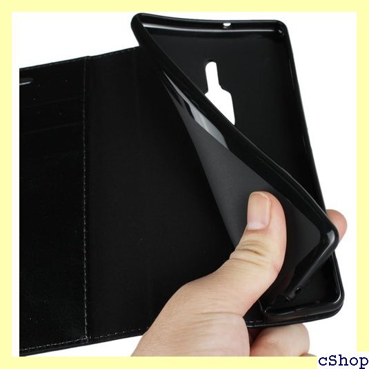 ソニー Xperia XZ2 premium スマホ ロ 携帯 カバー スタンド機能 財布型 レザー ブラック 100_画像4