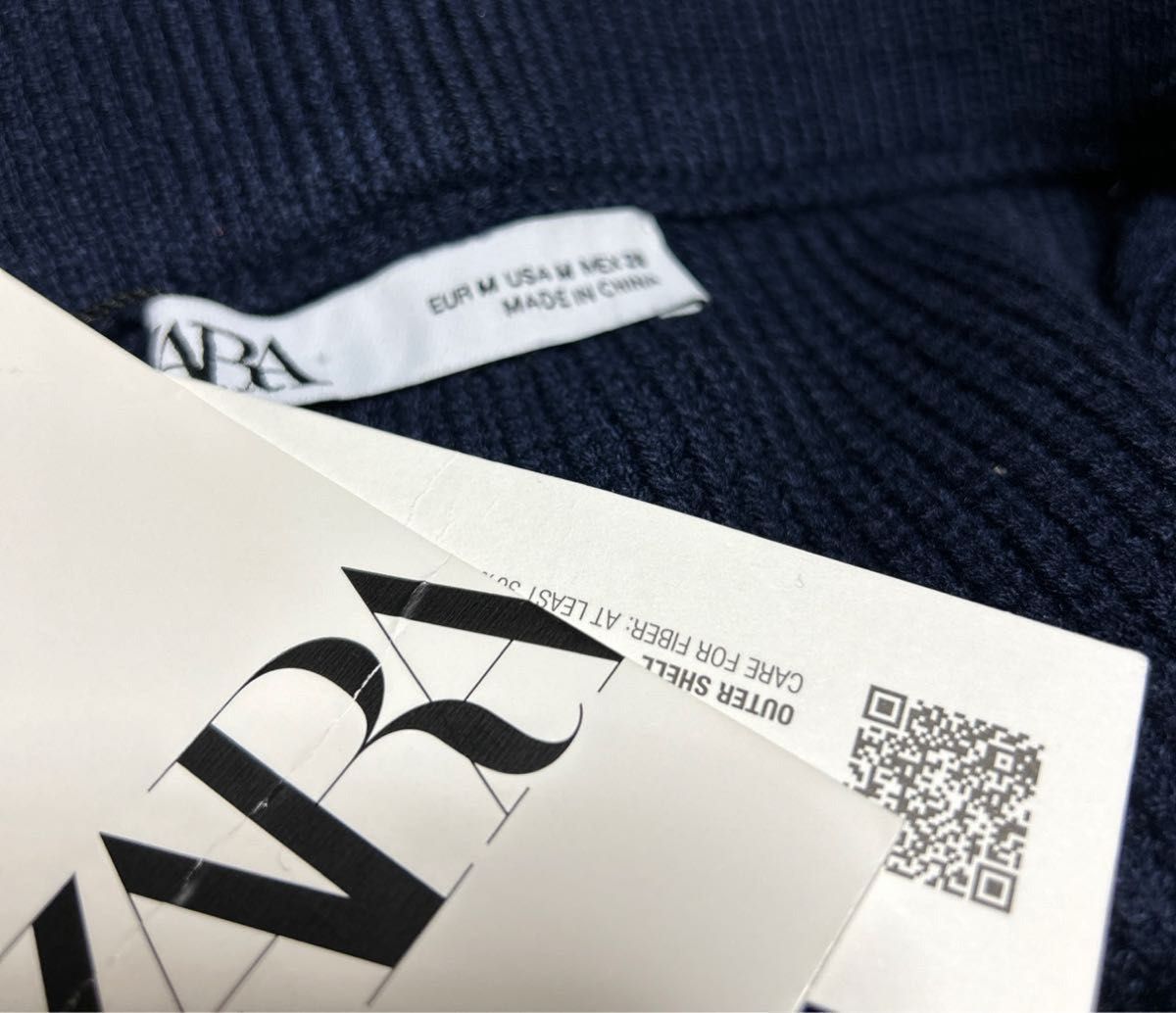 ZARA フリルトリム ニットミニスカート Mサイズ ネイビー 新品未 ZARA フリルトリム ニットミニスカート Mサイズ ネイビー 新品未