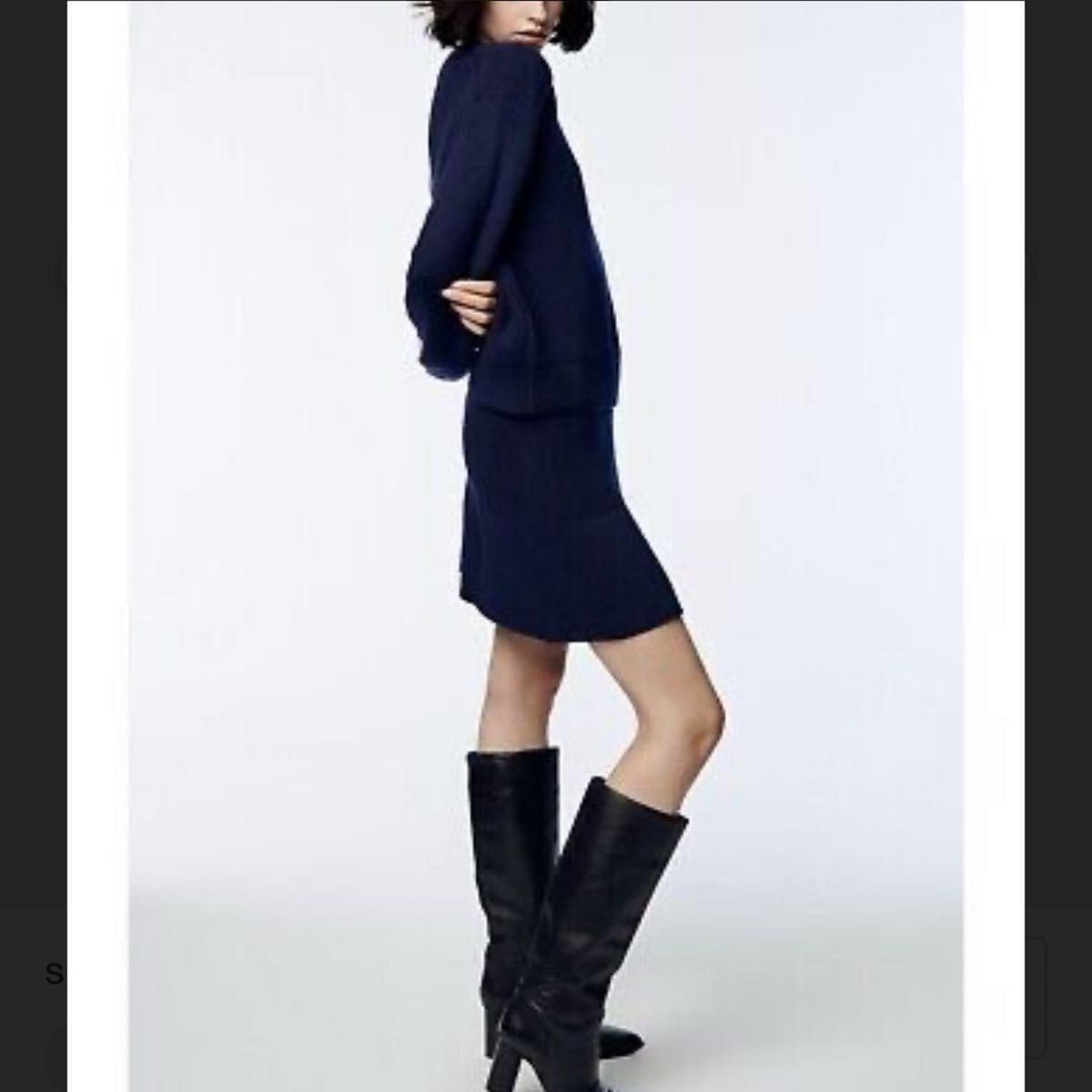 ZARA フリルトリム ニットミニスカート Mサイズ ネイビー 新品未 ZARA フリルトリム ニットミニスカート Mサイズ ネイビー 新品未