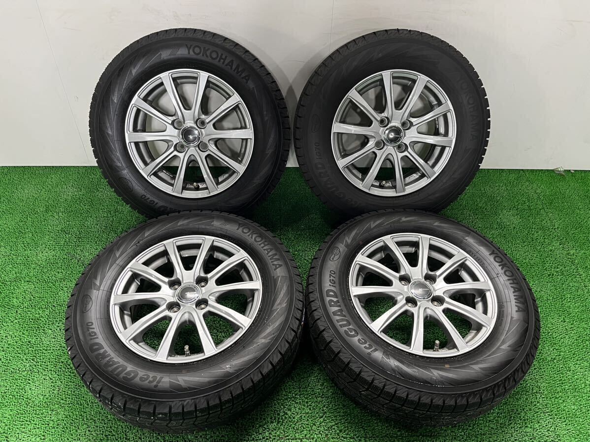 【管理番号 243-117】 ミルアス 14×5.5J +38 PCD 100-4H 185/70R14 YOKOHAMA スタッドレス 2022年製 アリオン アコード プレミオ 等_画像1