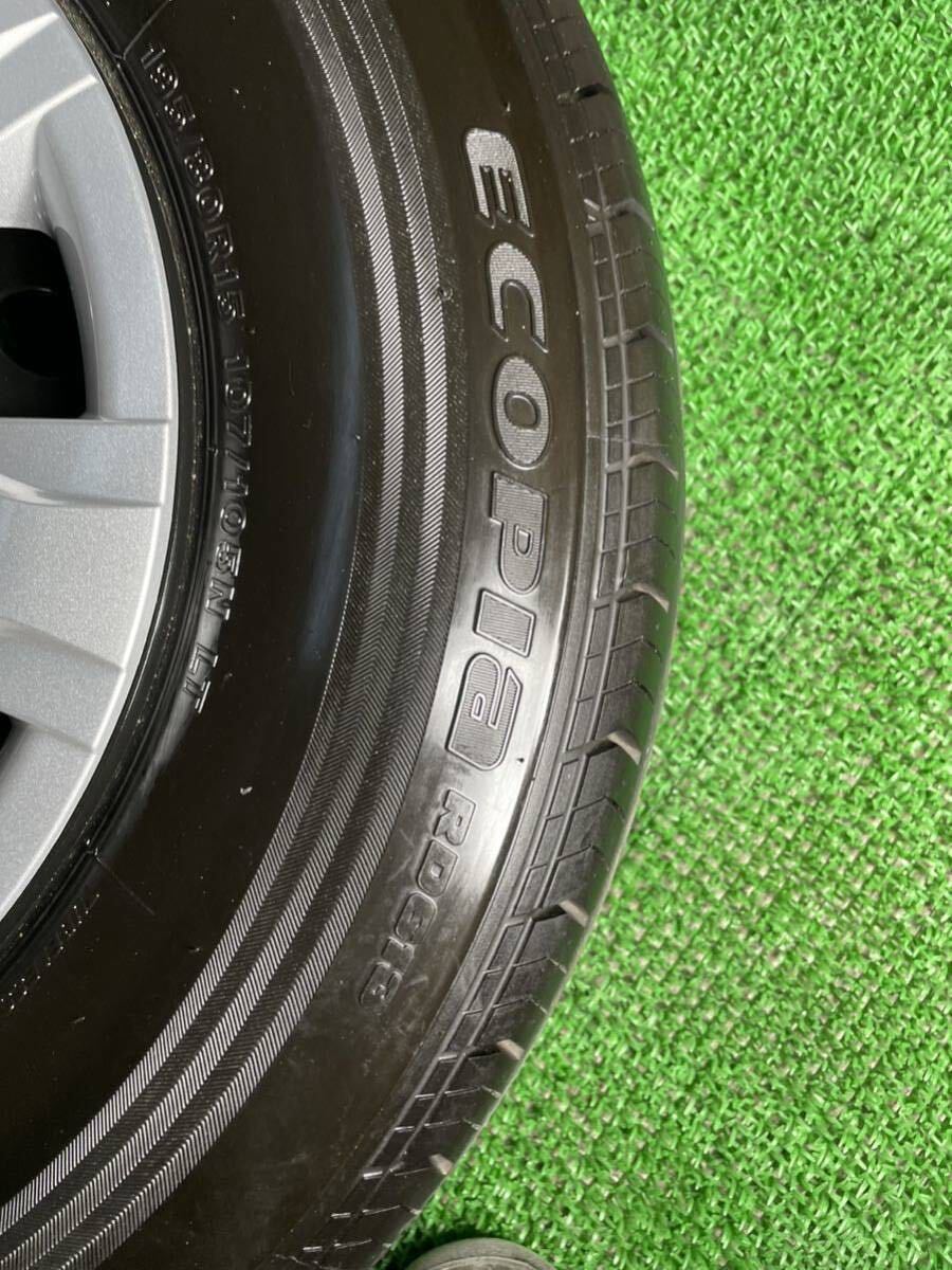 送料無料 新車外し【管理番号HT-7】トヨタ 200系 ハイエース 195/80R15 新品ホイールキャップ付きBRIDGESTONE ECOPIA 15インチ 2023年 の画像7