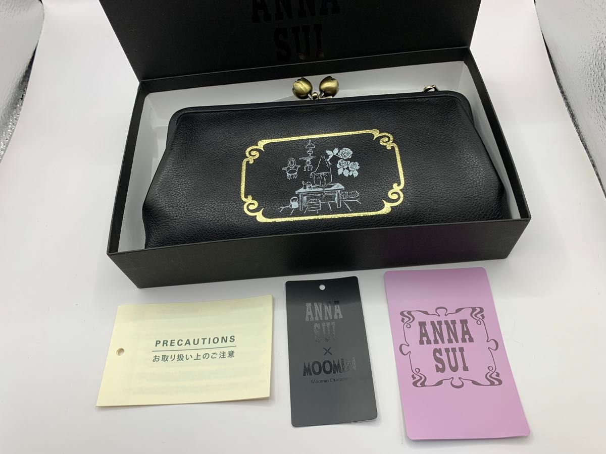 未使用アナスイ ANNA SUI x ムーミン 長財布 がま口 ムーミン 黒 未使用アナスイ ANNA SUI x ムーミン 長財布 がま口 ムーミン 黒