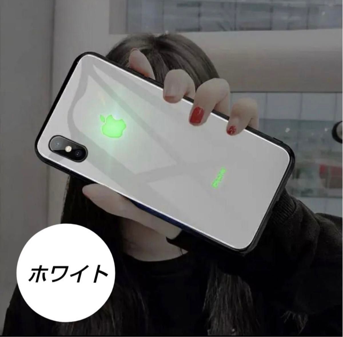 光る iphone14pro ホワイト ケース LED led 発光 人気商品 トレンド 韓国 安い 本体連動 カラフル