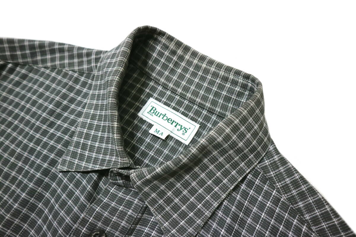 訳あり（着用感）/良好！◆日本製 Burberrys バーバリー 綿100地 格子柄シャツ◆MAサイズ（身長164-166センチ位）の画像7