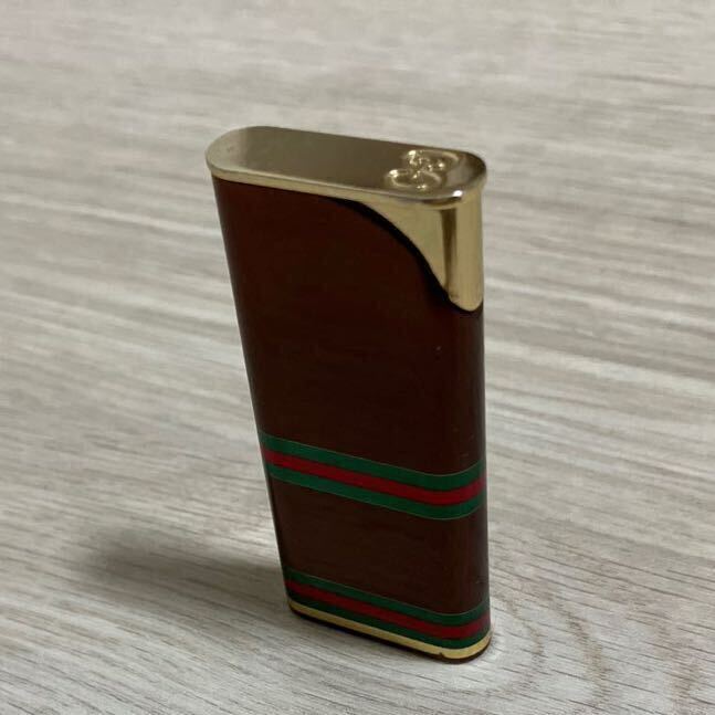 グッチ GUCCI ライター レトロ ヴィンテージ喫煙グッズ 喫煙具 ライター 茶系 シェリーラインの画像3