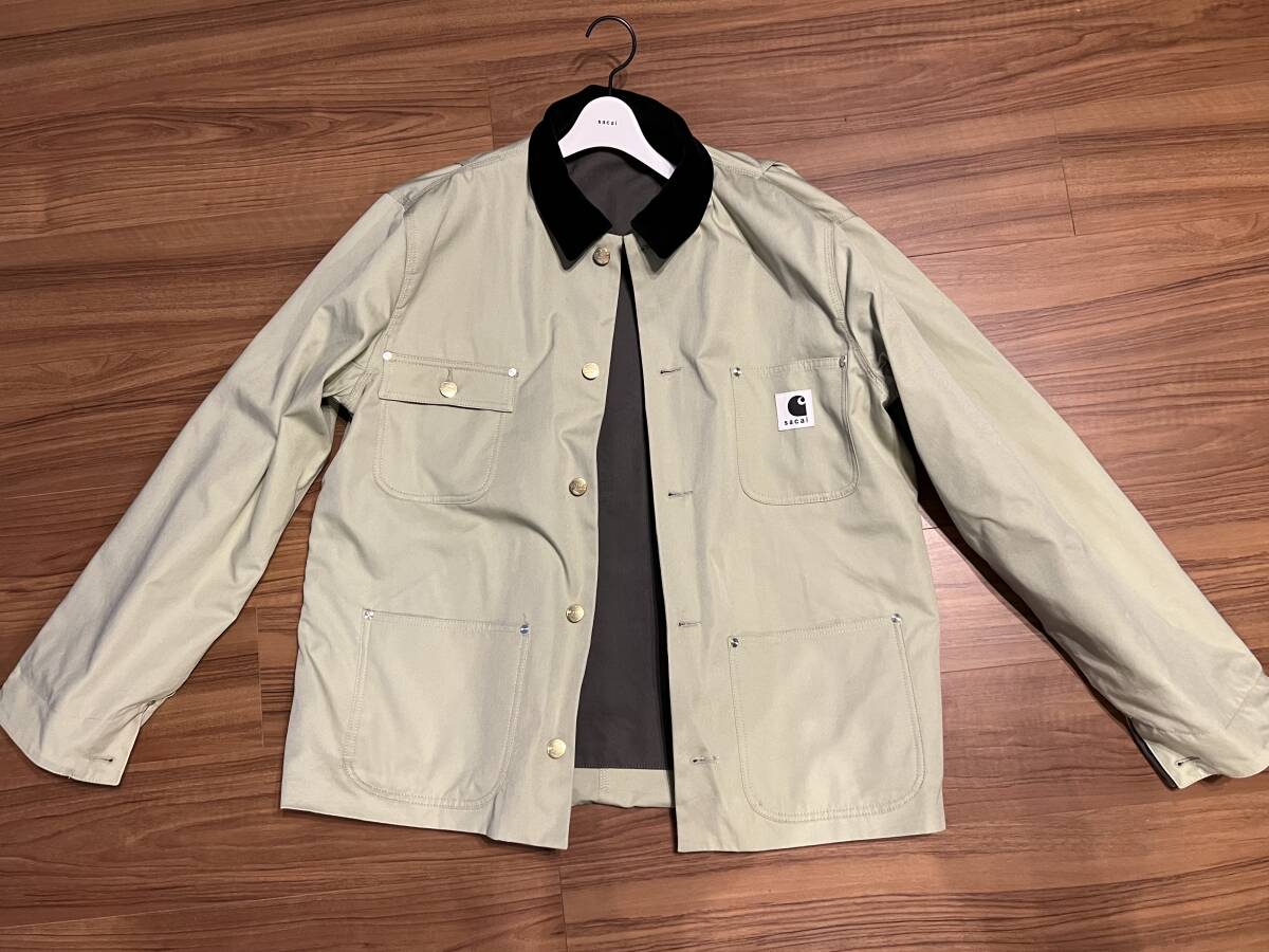 定価出品 sacai × Carhartt WIP Reversible Duck Jacket GRAY/GREEN 3 (新作サカイCarharttリバーシブルジャケットの画像3