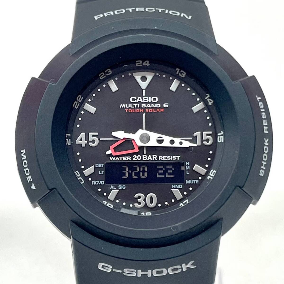 S238-O32-1227 CASIO カシオ G-SHOCK ジーショック AWG-M520 PROTECTION アナデジ ブラック タフソーラー メンズ腕時計 稼働の画像1