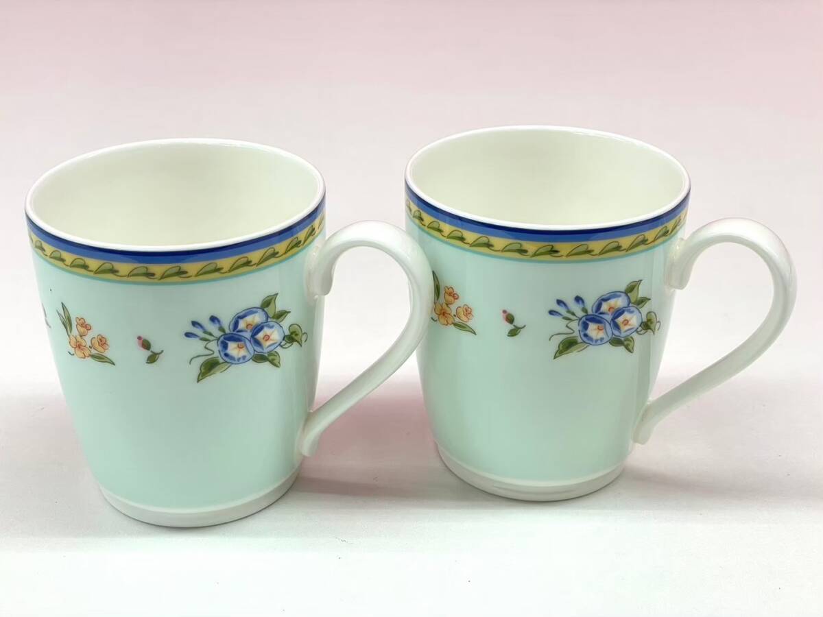 S321-K32-3602 TIFFANY＆Co ティファニー マグカップ グラス 2客/2点セット 箱付き MORNING GLORY 日本製 2000 洋食器 茶器_画像4