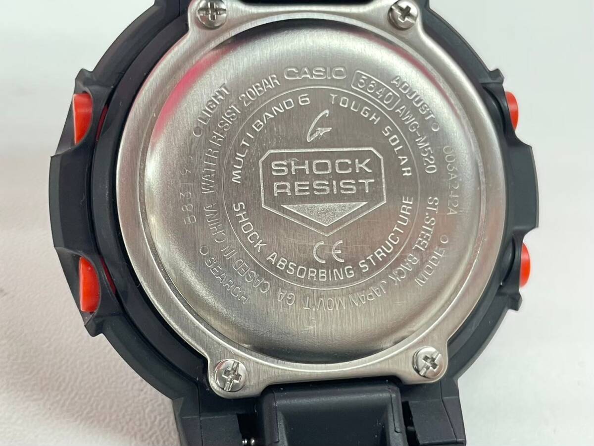 S238-O32-1227 CASIO カシオ G-SHOCK ジーショック AWG-M520 PROTECTION アナデジ ブラック タフソーラー メンズ腕時計 稼働の画像7