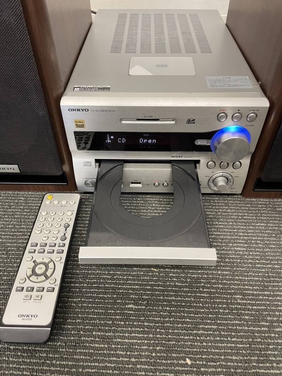 T831-K46-1156 ONKYO オンキョー NFR-7TX ミニコンポ D-NFR7TX スピーカー リモコン付き 通電/音出しOK