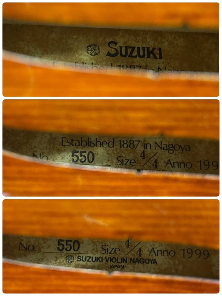 W320-K46-1311 SUZUKI Violin スズキ バイオリン Size 4/4 No.550 Anno 1999 弦楽器 ハードケース/弓/備品付き_画像5