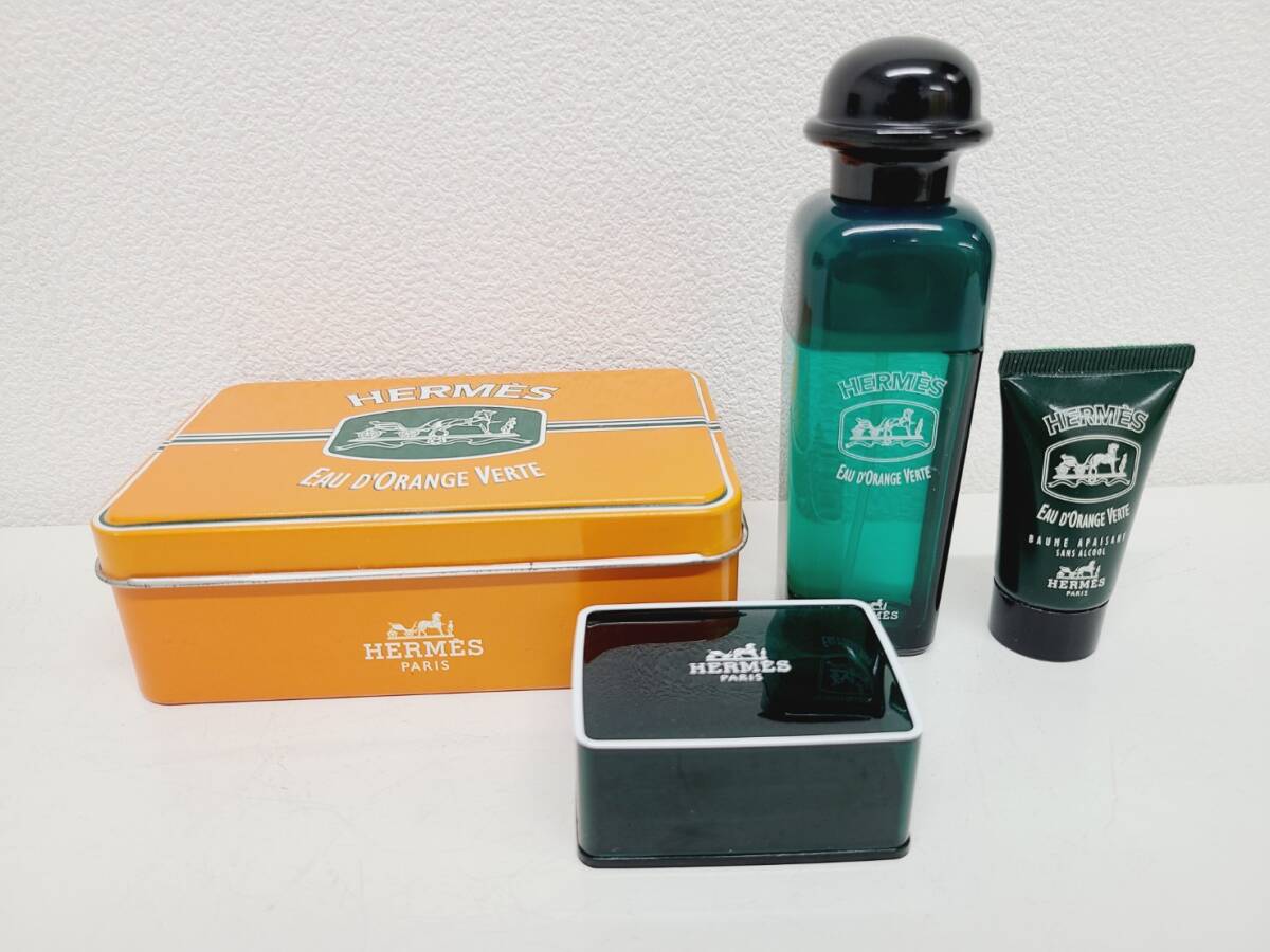 【BF-8015】【1円〜】 Hermes エルメス 香水 EAU D`ORANGE VERTE 3点セット SOOTHING FACE BALM 使用感有 現状保管品 中古の画像1