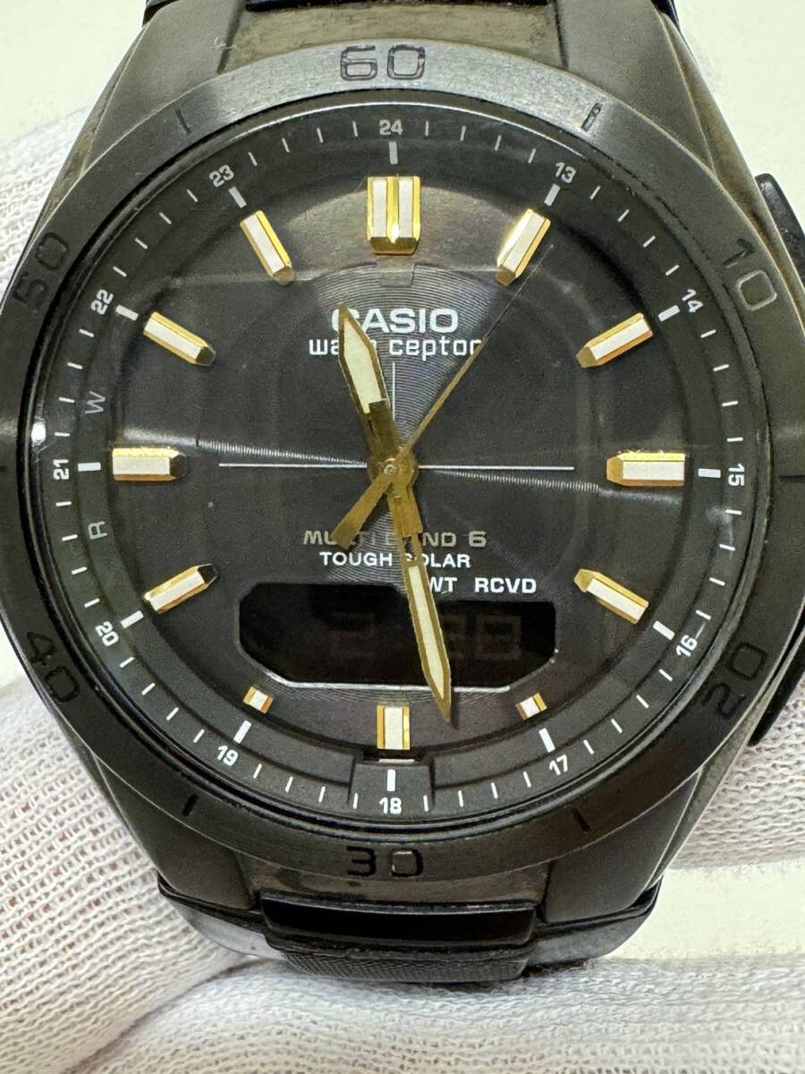 【UAK-447AR】1円~ 「稼働品」CASIO wave ceptor ウェーブセプター WVA-M640 電波ソーラー カシオ 箱有 アナログ デジタル 腕時計 オシャレの画像9