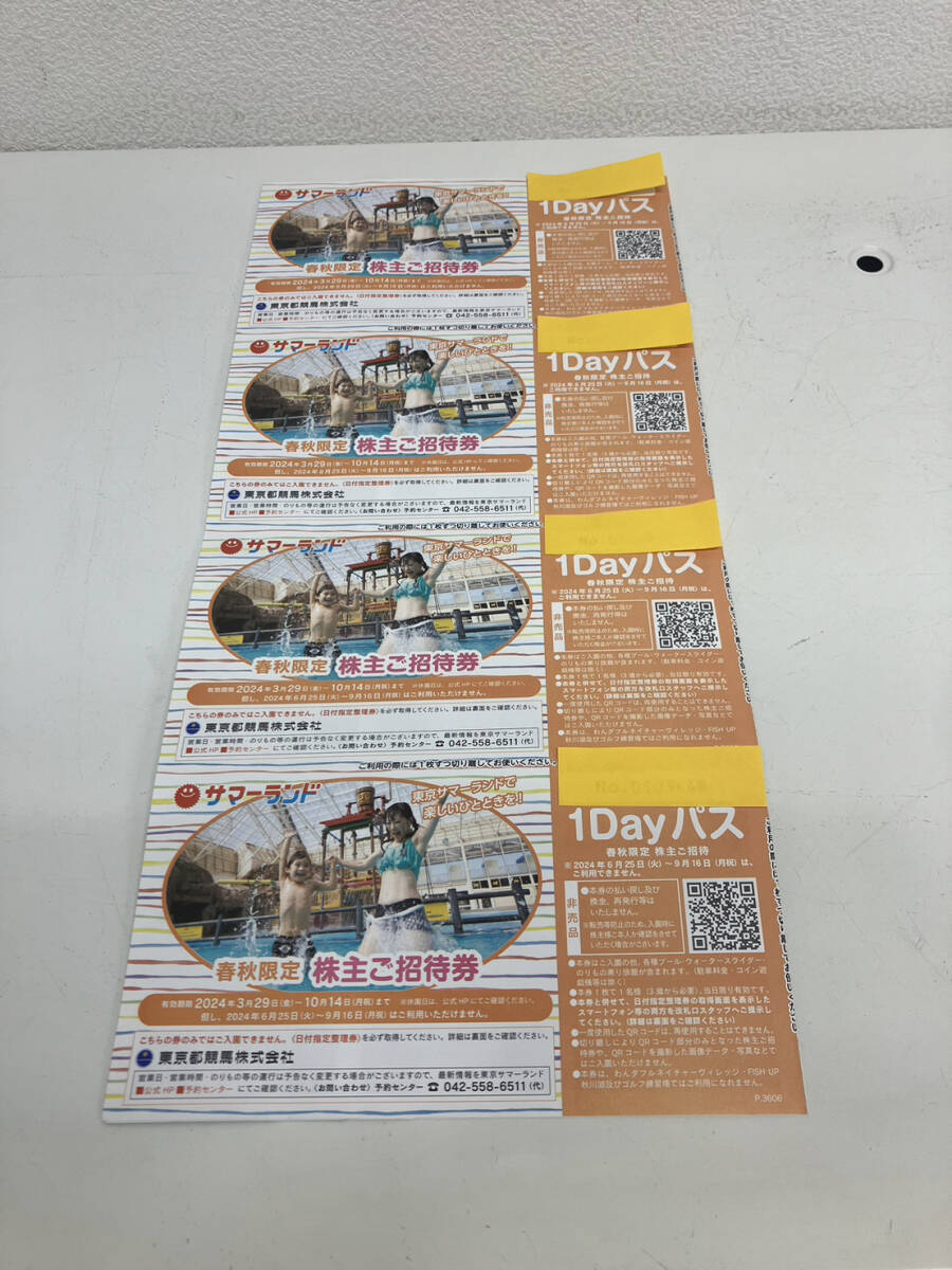 [BF-8424][1 jpy ~] Tokyo summer Land stockholder invitation ticket 1day Pas 8 sheets ( inside 4 sheets is spring autumn limitation ) Tokyo Metropolitan area horse racing stockholder hospitality 