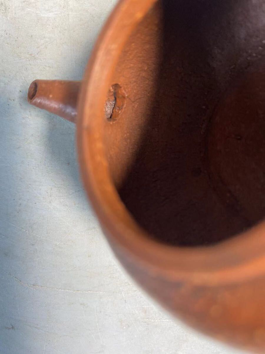 旧家蔵出 清朝期 朱泥 孟臣 陶磁器 急須 紫泥 白泥 時代物 茶壷 煎茶道具 中国宜興 紫砂 中国美術 中国古玩 中国茶器の画像6